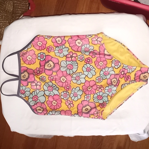 Floral One Piece Bathing Swim Suit Size 10/12 - Picture 1 of 6